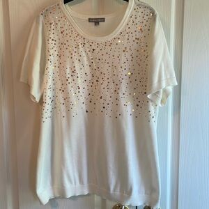 Jessica London Short Sleeve Sweater with Sequins